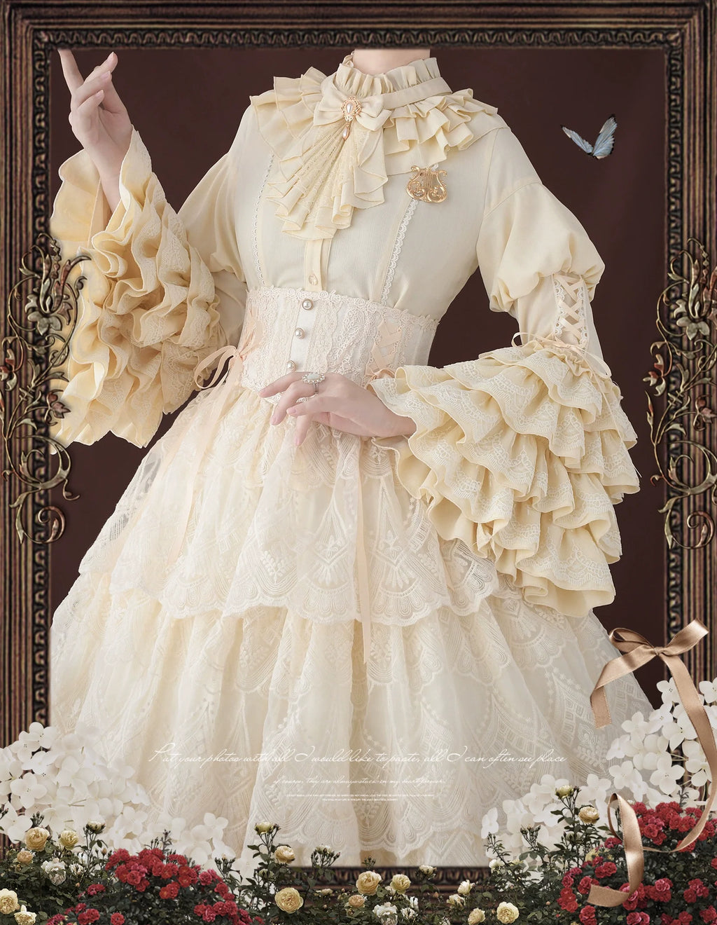 Good and Evil Angel - Gothic Lolita SK Set Retro Princess Sleeve Blouse - image 10