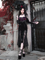 Rose Cemetery - Dark Red Velvet Gothic Lolita Dress - image 3