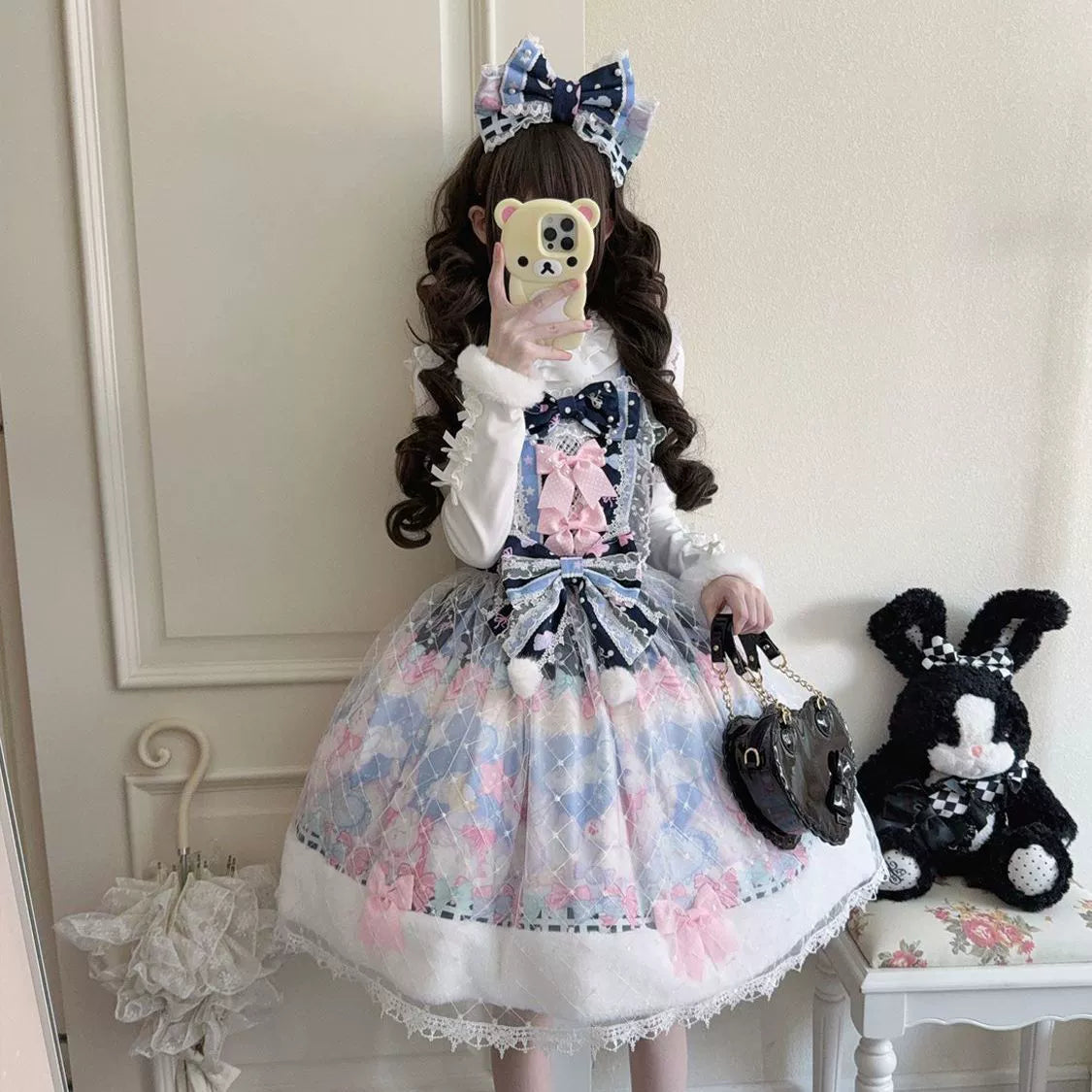 Candy Mary Cat - Fluffy Sweet Lolita JSK Dress, Kitten Print - image 11