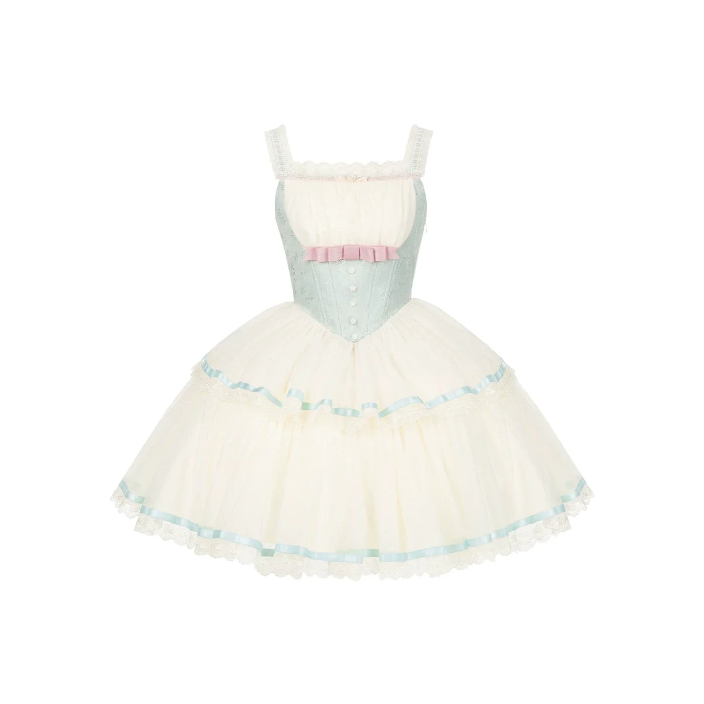 Sea Salt Soda - Classic Lolita Adjustable Corset JSK Dress, Tiered Tulle Hem - image 39