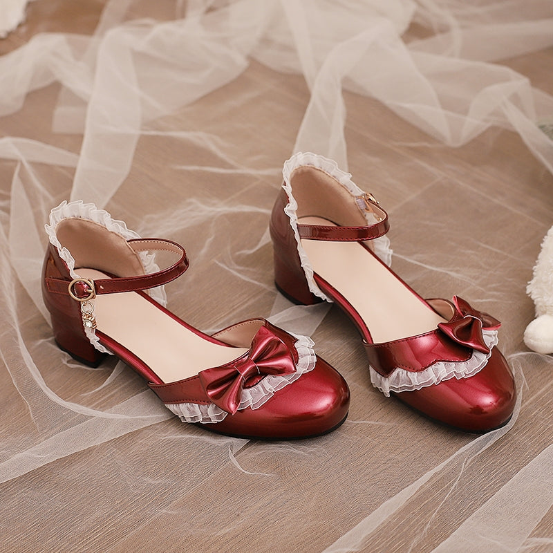 Bow-Tie Sweet Lolita Low Chunky Heel Sandals - image 2