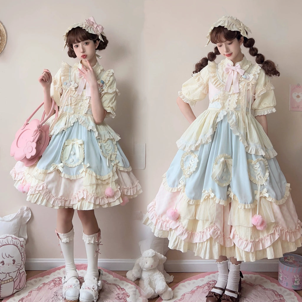 Dreamy Macaron - Sweet Lolita JSK Dress Solid Color Shirt - image 7