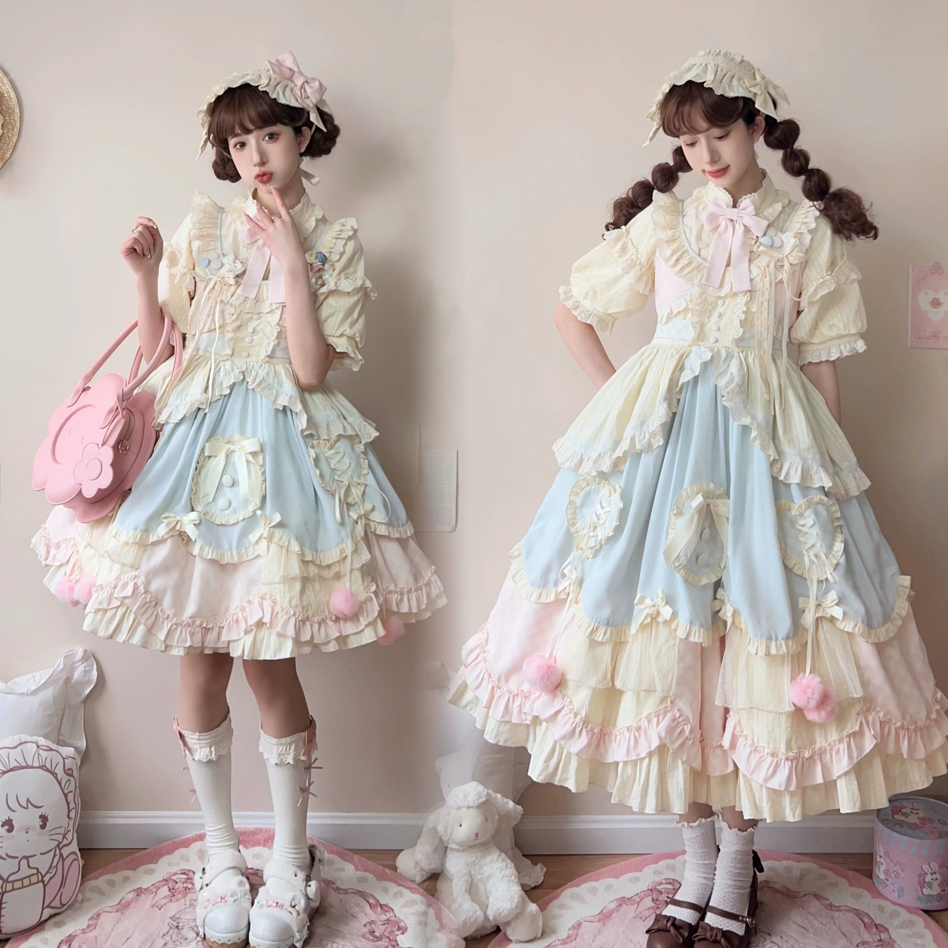 Dreamy Macaron - Sweet Lolita JSK Dress Solid Color Shirt - image 7