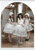 Finnish Antique Cabinet - Sweet Lolita Antique Cabinet Printed OP & JSK Dress with Bows - image 8