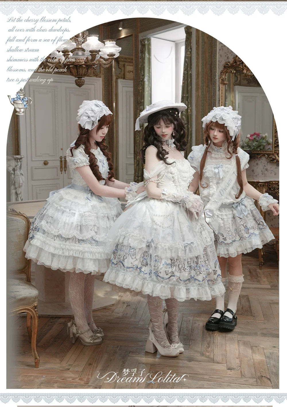 Finnish Antique Cabinet - Sweet Lolita Antique Cabinet Printed OP & JSK Dress with Bows - image 8