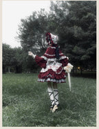Burgundy Rose - Floral Printed Old School Lolita JSK, Elegant Cape and Accessories - image 9