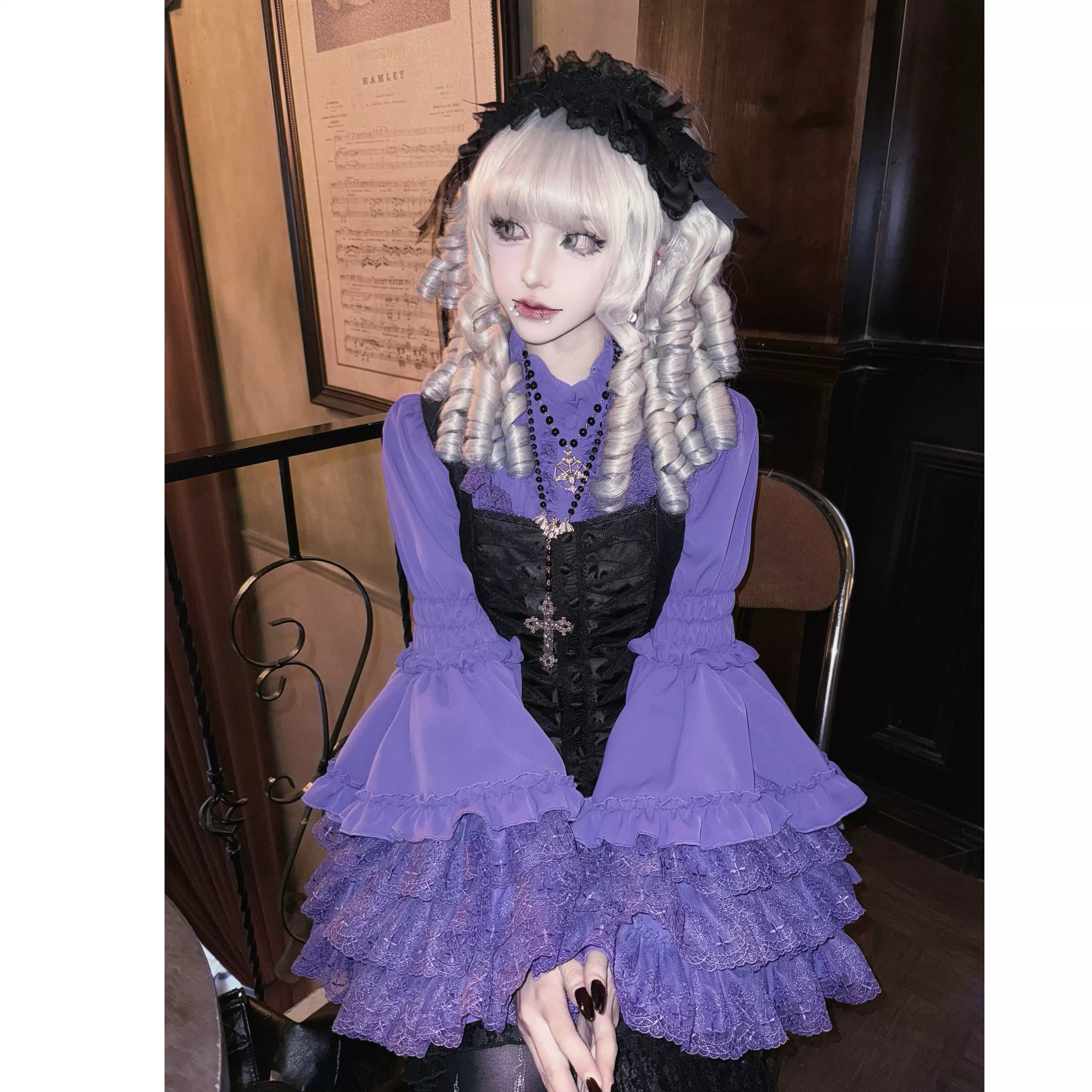 Gothic Lolita Blouse, Lace Hime-sleeve - image 2