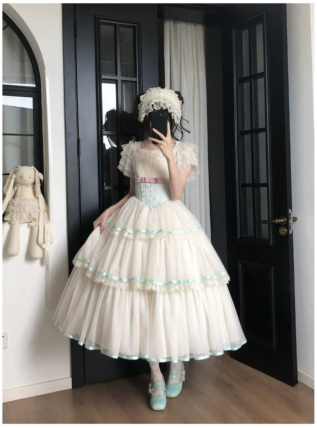 Sea Salt Soda - Classic Lolita Adjustable Corset JSK Dress, Tiered Tulle Hem - image 23
