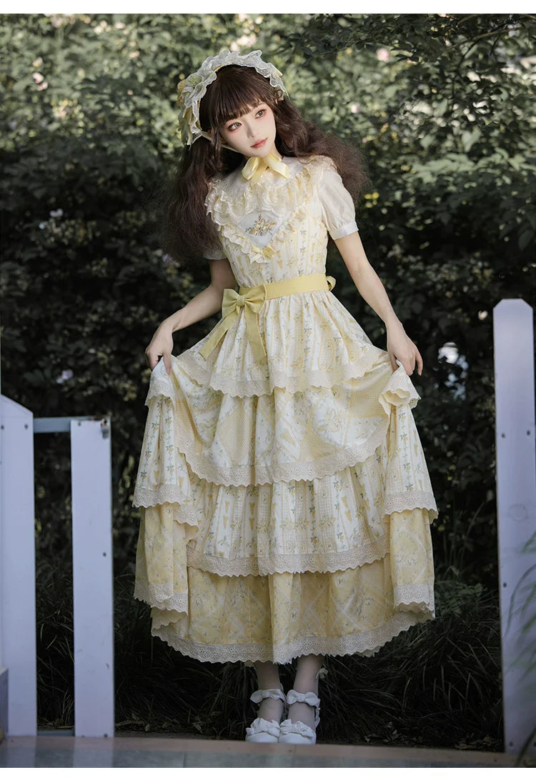 Letter and Poetry Sunflower Matters - Country Lolita JSK Embroidered Printed Lolita Dress and Accessories - image 1