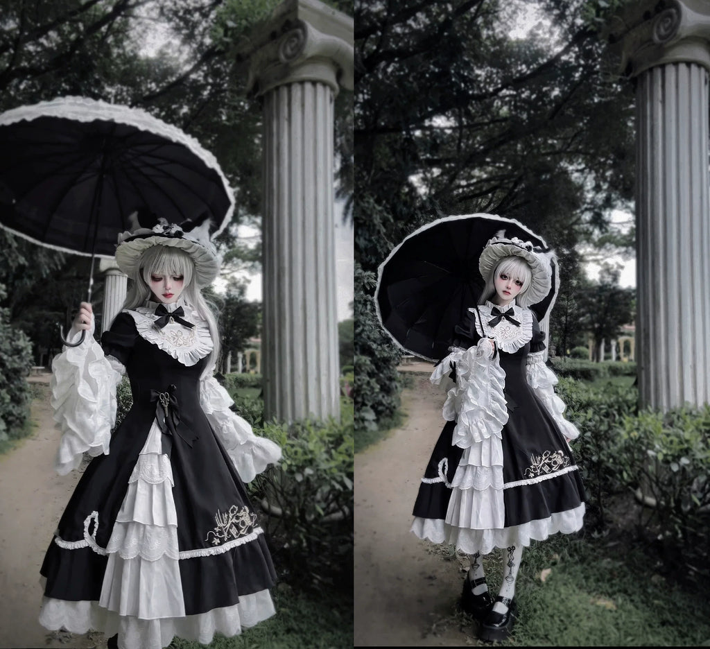 Sewing Magic Cat - Classic Lolita Six-Panel OP Dress with Embroidery and Accessories - image 22