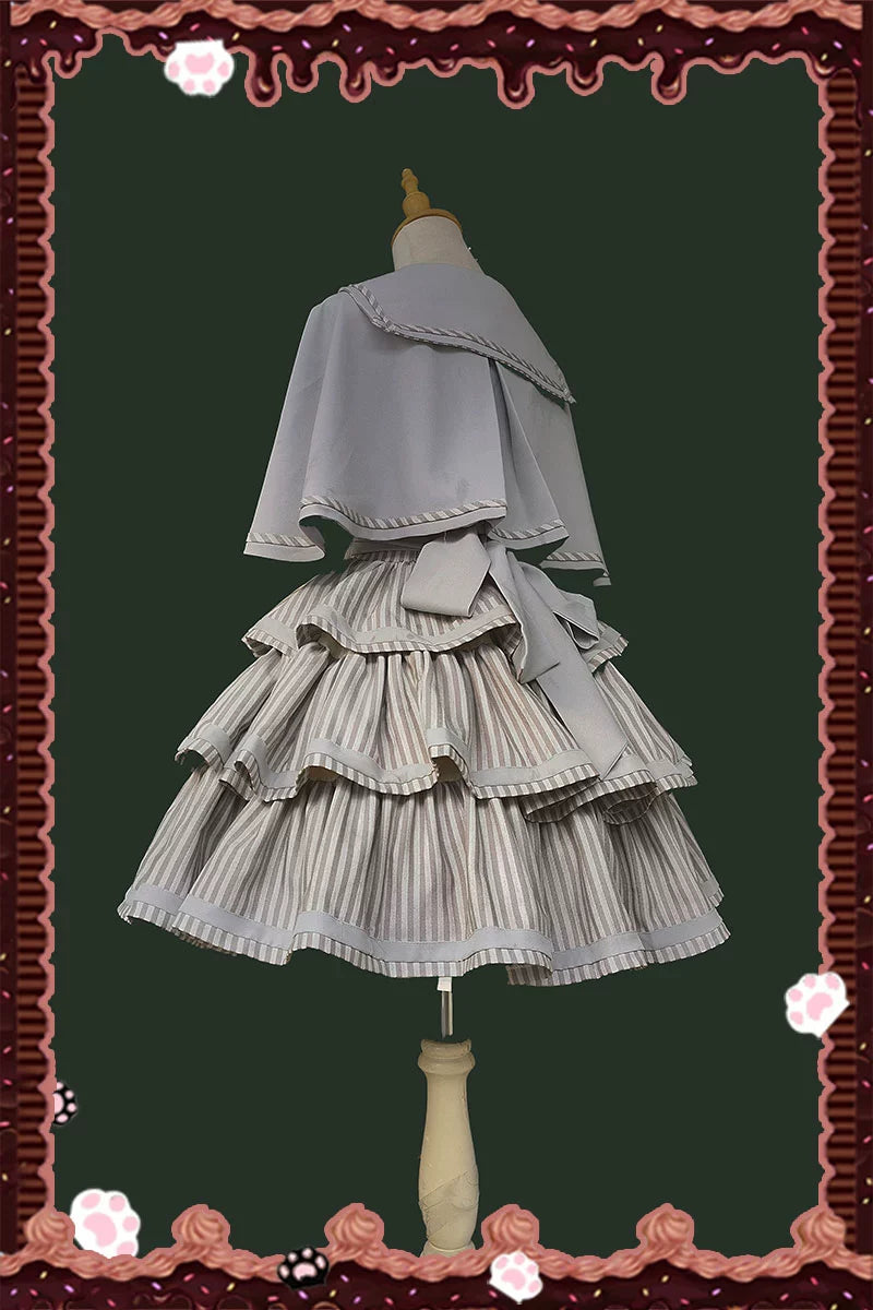 From Afar - Vintage Striped Peppy-Style Lolita JSK & Cape - image 19