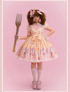 Macaron - Printed Sweet Lolita OP Dress and Old School JSK - image 3