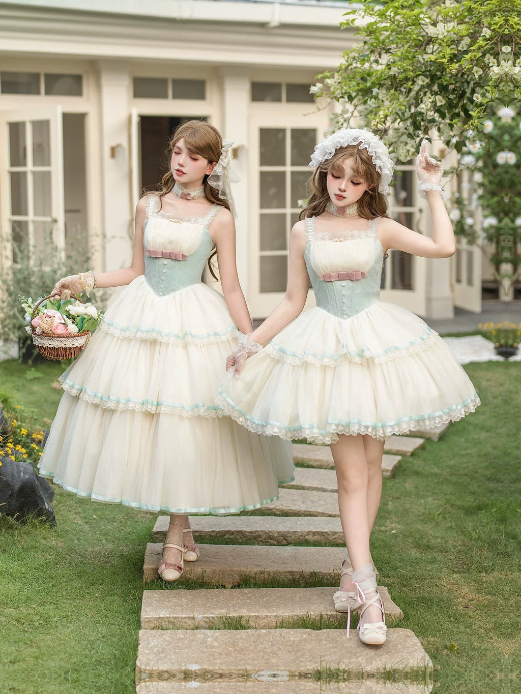 Sea Salt Soda - Classic Lolita Adjustable Corset JSK Dress, Tiered Tulle Hem - image 2