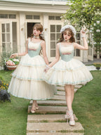 Sea Salt Soda - Classic Lolita Adjustable Corset JSK Dress, Tiered Tulle Hem - image 2
