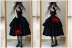 Cotton Gothic Lolita Long JSK, Drawn-up Hem - image 69