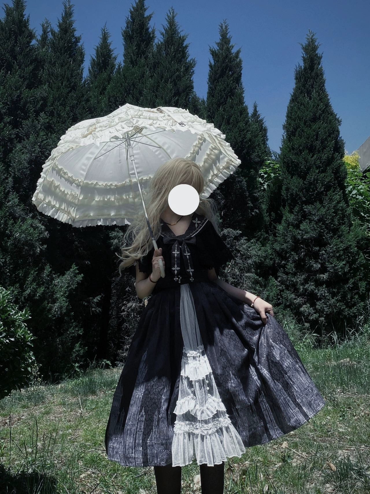 Silent Church - Gothic Lolita JSK Dress Printed Dress Thin Shawl Set - image 18