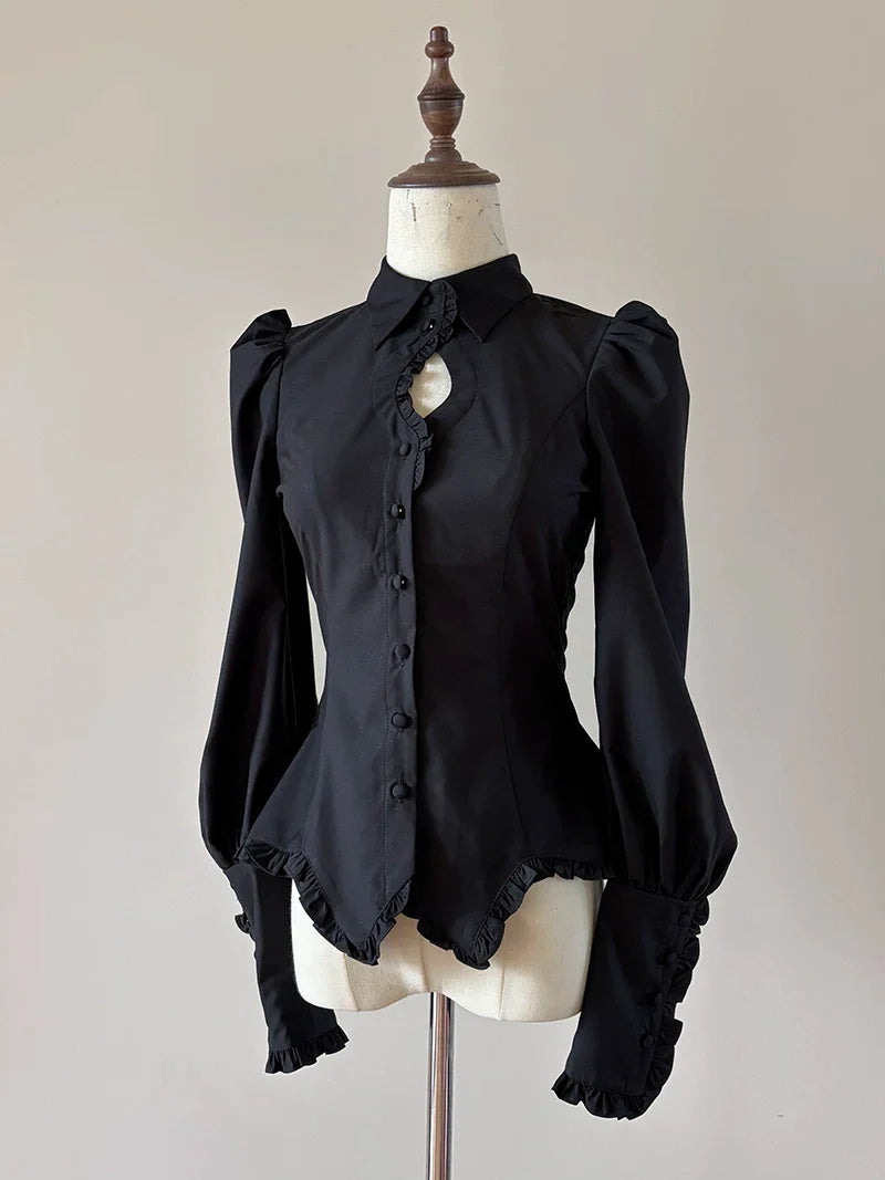 Shadow Hymn - Gothic Lolita Solid Shirt & Skirt, Side Zipper - image 1
