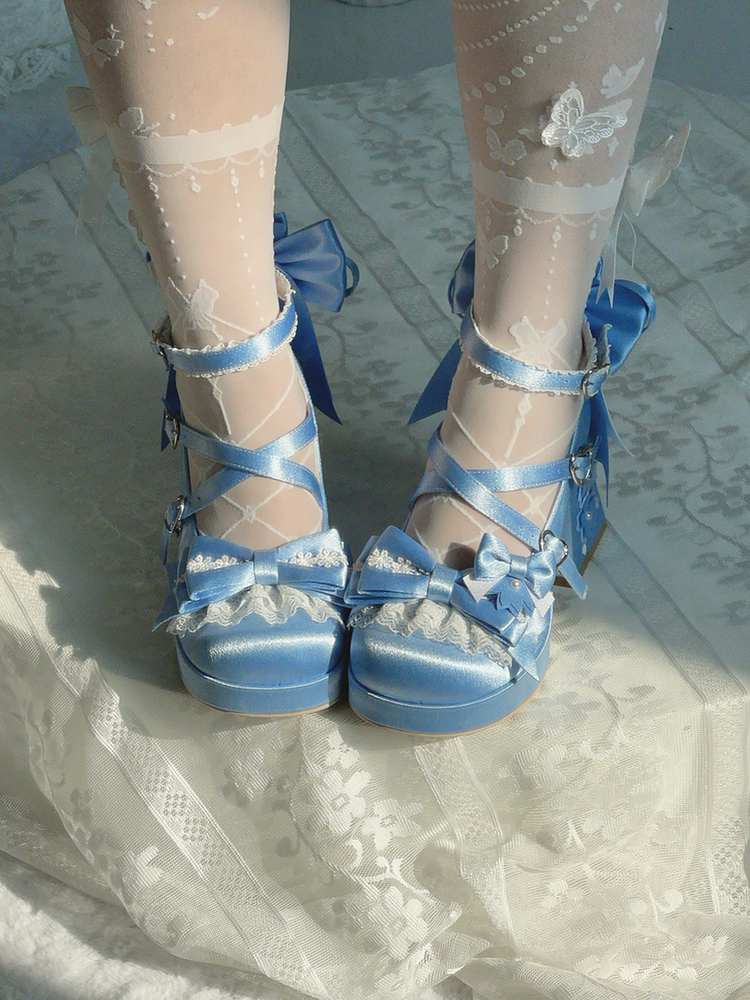 Sakura Oath - Sweet Lolita Chunky Heel, 3D Floral Decoration - image 14