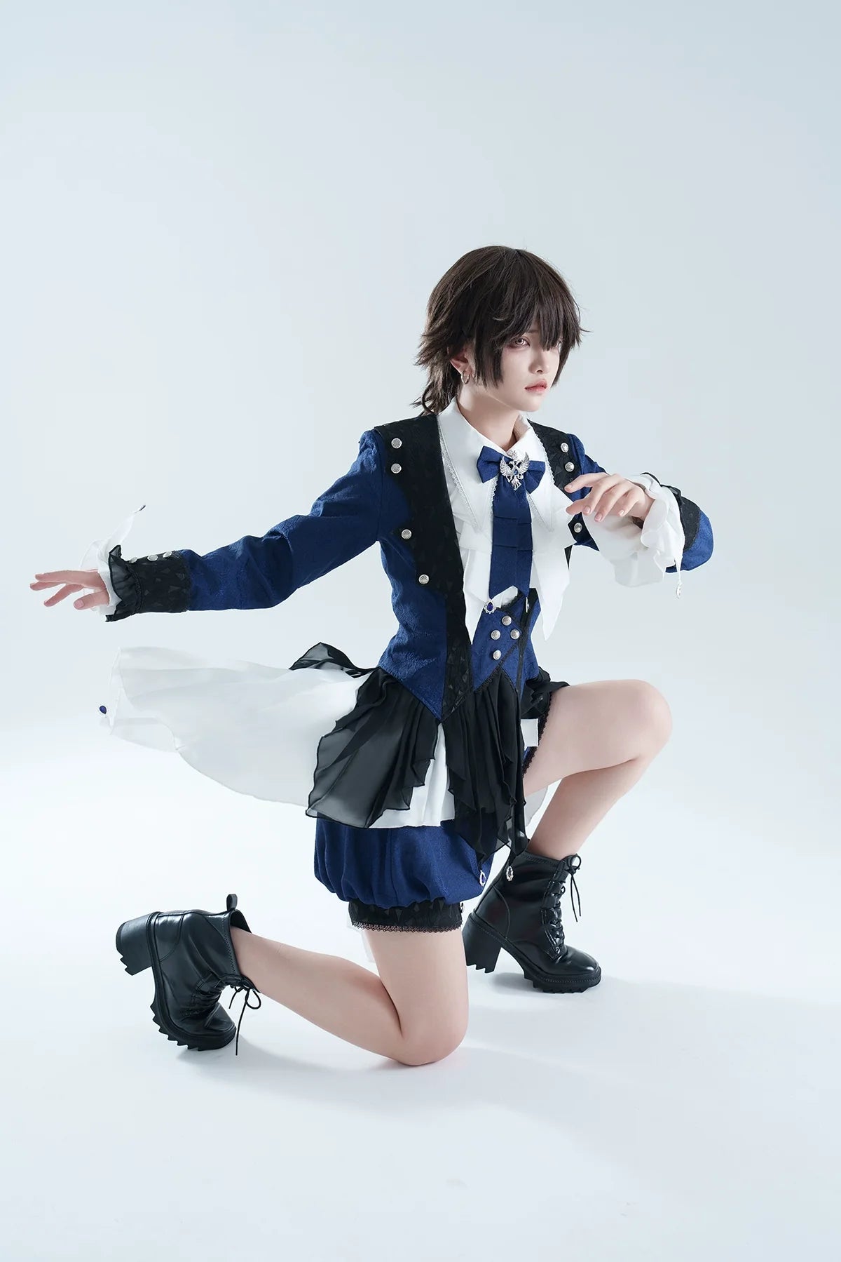 Chris' Son - Gothic Ouji Lolita Coat and Irregular Hem Dress Set - image 9