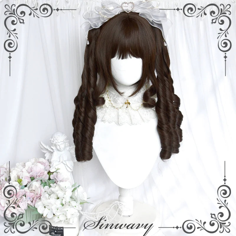 Fairy Tale Town - Classic Lolita Dark Brown Curly Twin-Tail Wig - image 4