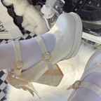 Dreamlike Lily of the Valley - Classic Lolita Platform Shoes with Back Large Bow - image 5
