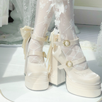 Floating Dream Lily - Elegant Lolita High Heel Shoes, Detachable Bow - image 40