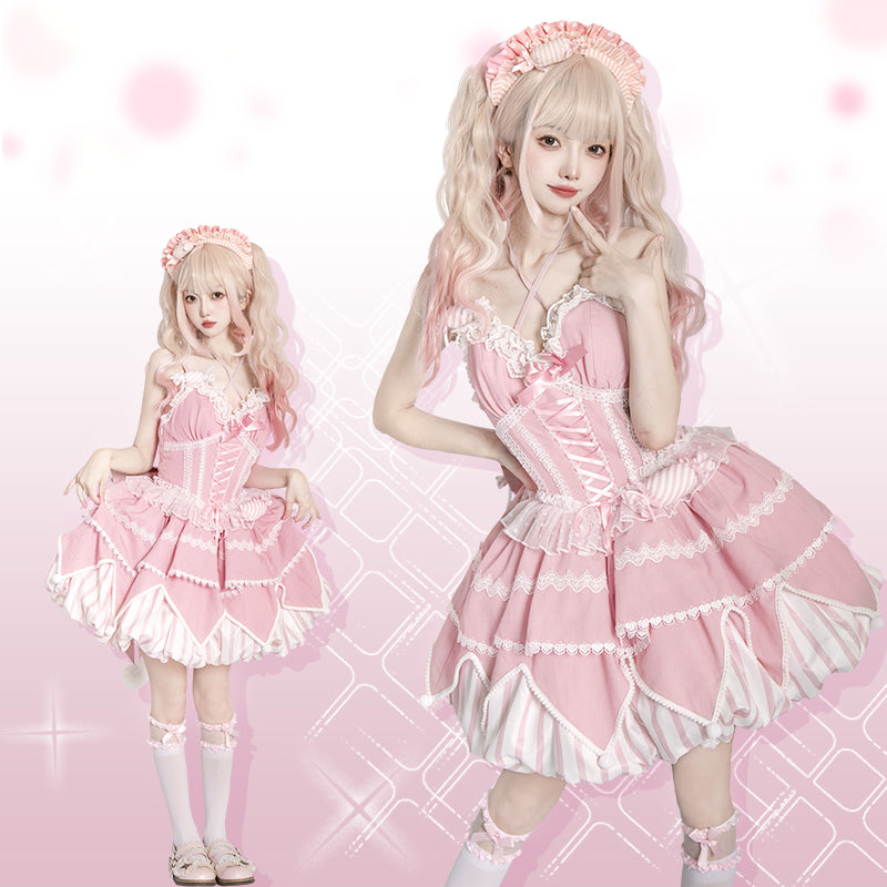 Sweety Gummy - Sweet Lolita JSK Dress Big Bow Flower Bud Lolita Dress - image 1