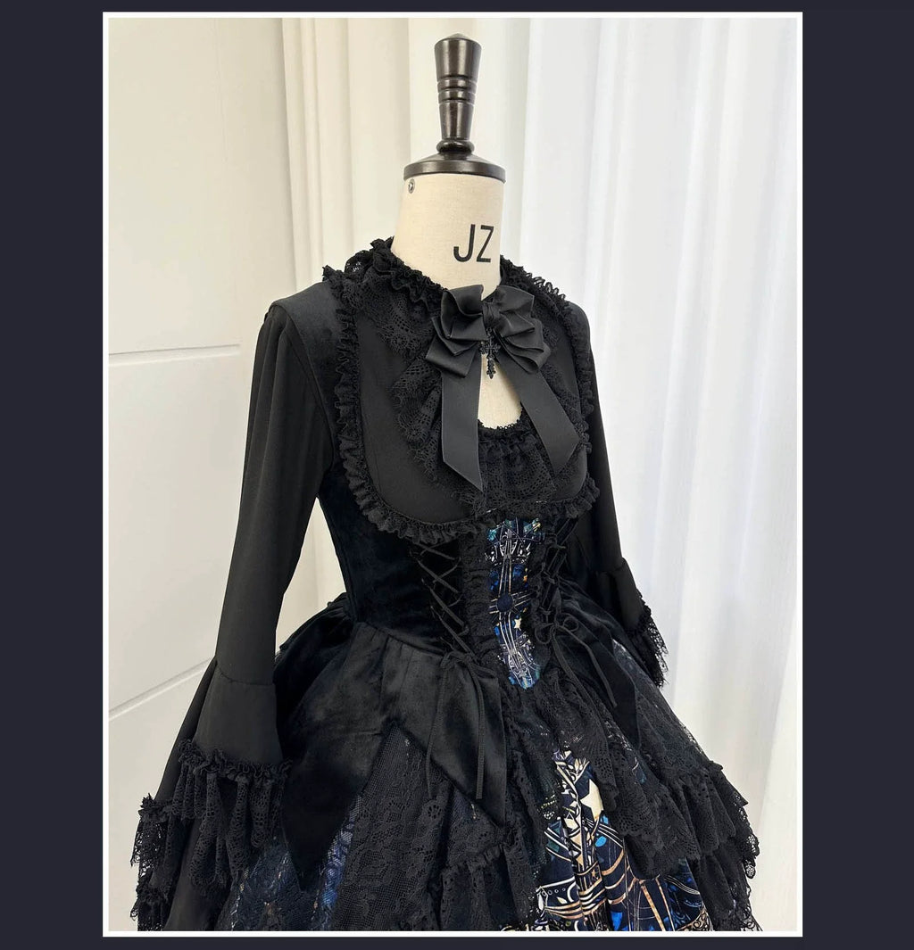 Night Traveler - Classic Gothic Lolita Dress with Stained Glass Window Print - image 13