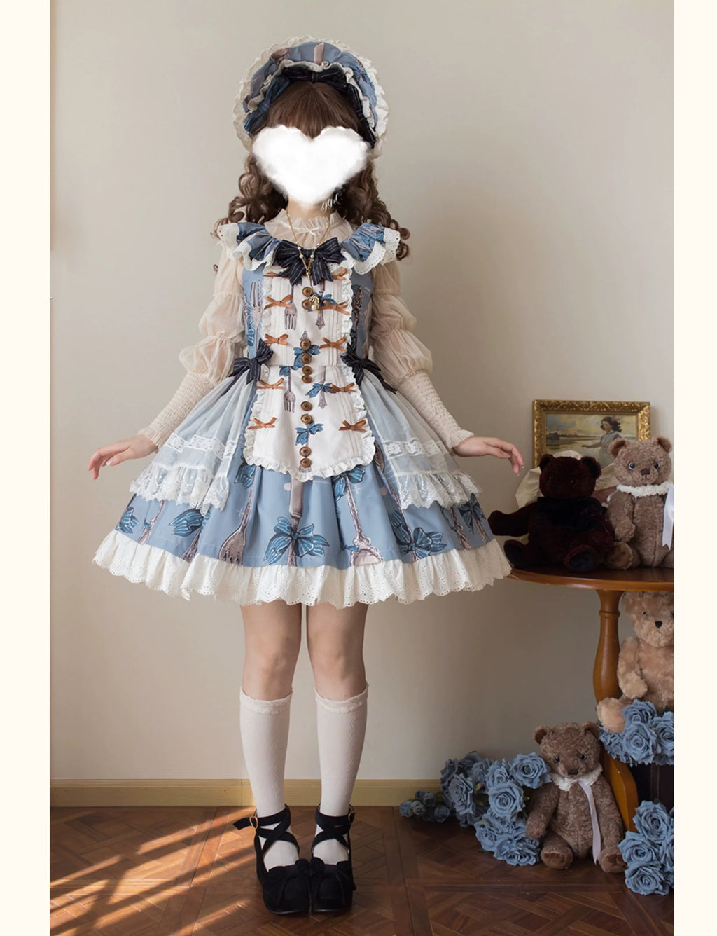 Witch's Banquet - Printed Doll-like Sweet Lolita OP, Apron-like Front and Accessories - image 14