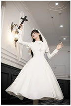 Nihil - Gothic Nun Lolita OP Dress, Irregular Hem Cape and Accessories - image 35