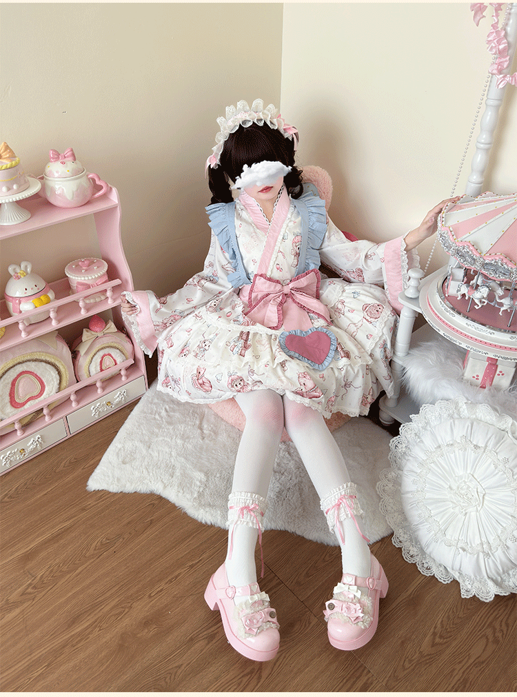 Showa Moe Bear - Plus Size Wa Lolita Dress Set Kawaii Lolita SK Suit - image 8