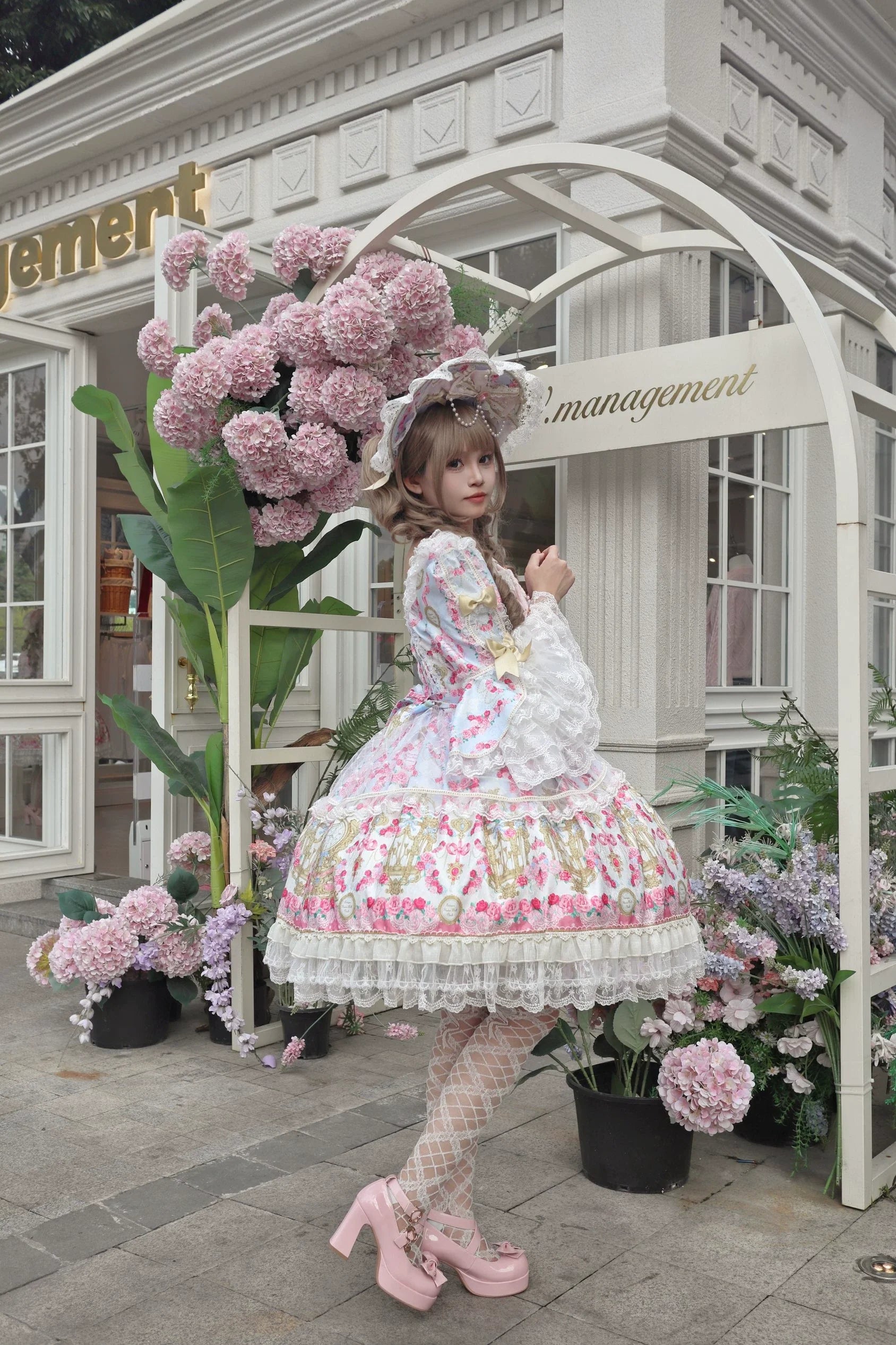Rose Garden Prelude - Sweet Lolita OP Dress, Floral Printed - image 7