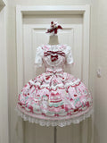 Cherry Bake Song - Kawaii Lolita JSK Dress With Dessert Print & Cherry Bow - image 6