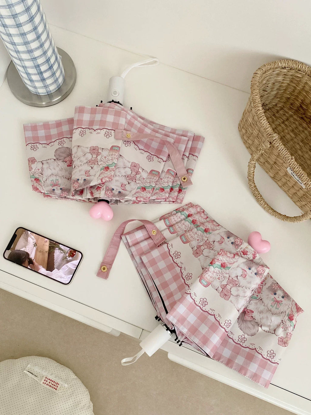 Foldable Printed UPF50+ Lolita Parasol with Black Coating - image 8