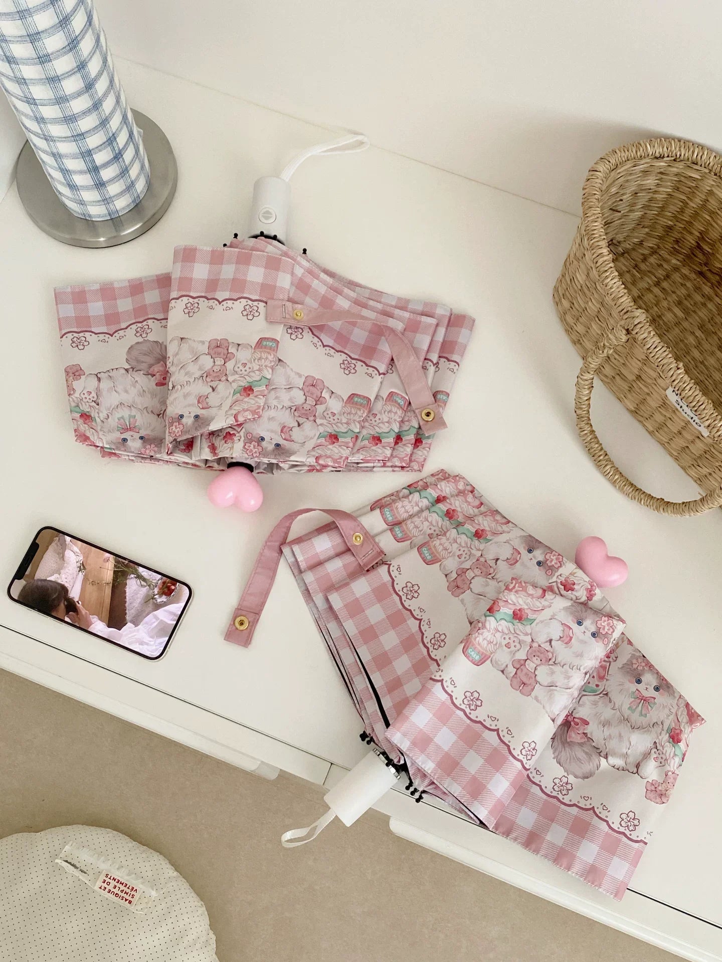 Foldable Printed UPF50+ Lolita Parasol with Black Coating - image 8