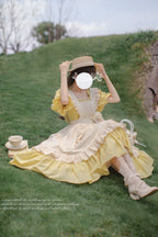 Belle - Yellow Lolita OP Dress Set with Apron - image 12