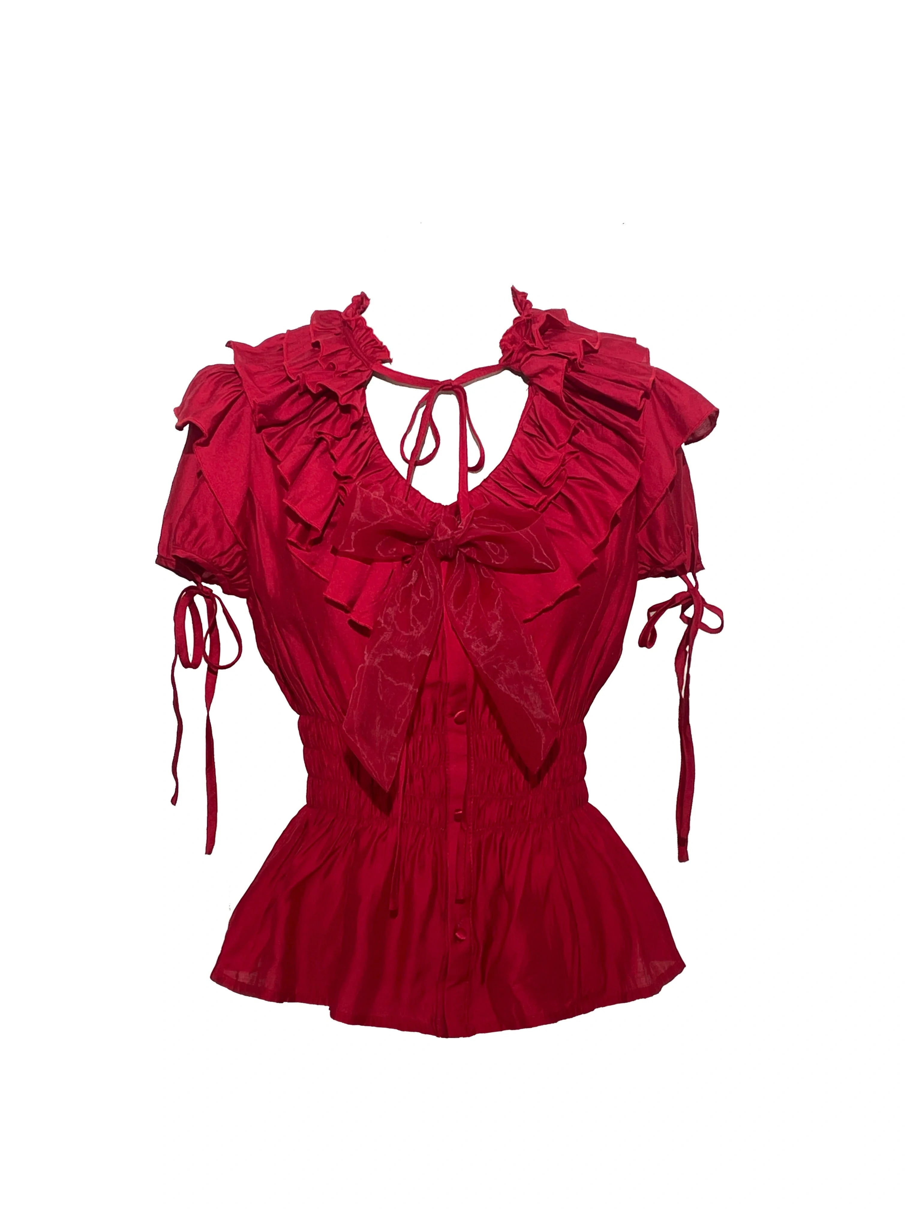 WONKA Gothic Lolita Red Blouse and High Waist Shorts Set - image 10