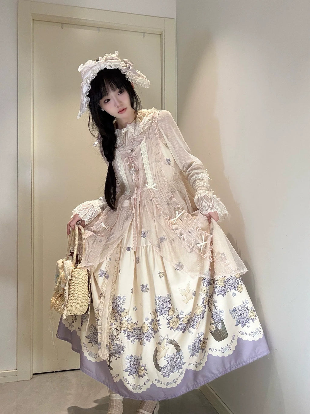 Floral and Bird Series - Classic Lolita JSK Dress, Floral Print - image 1