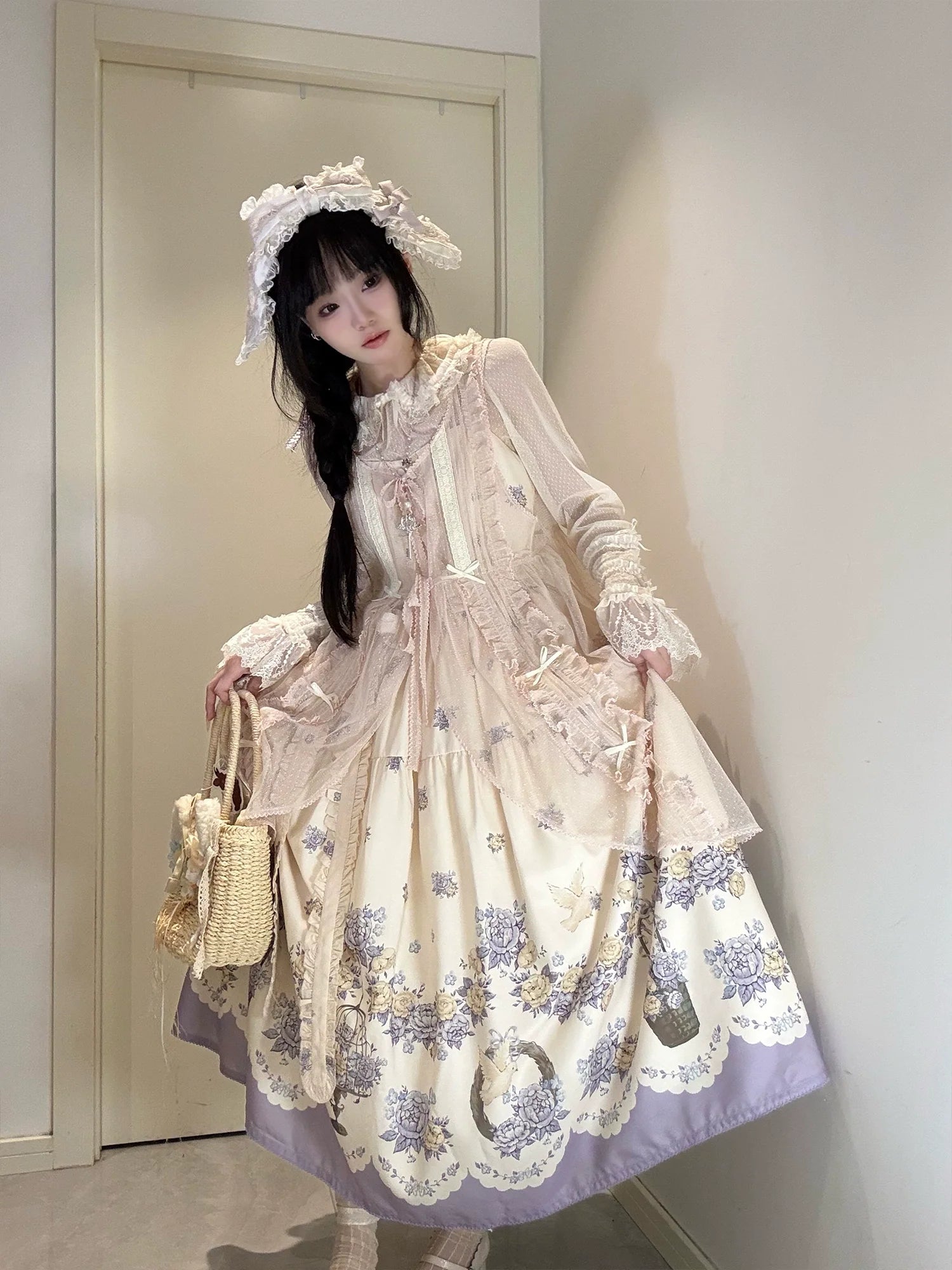 Floral and Bird Series - Classic Lolita JSK Dress, Floral Print - image 1