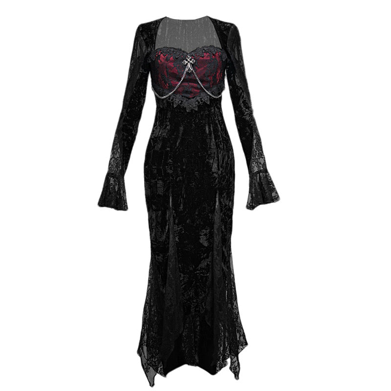Rose Cemetery - Dark Red Velvet Gothic Lolita Dress - image 22