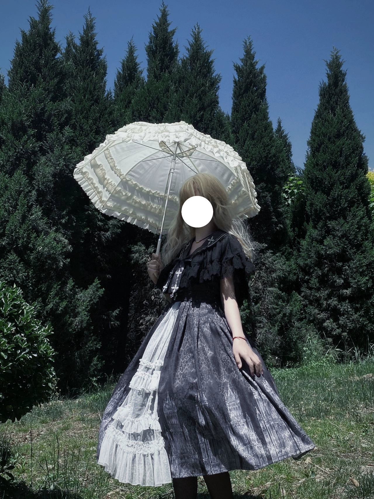 Silent Church - Gothic Lolita JSK Dress Printed Dress Thin Shawl Set - image 12