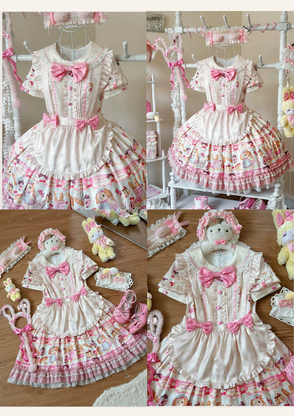 Full Sugar Bakery - Sweet Lolita Puppy Dessert Print OP Dress with Bows and Accessories - image 12