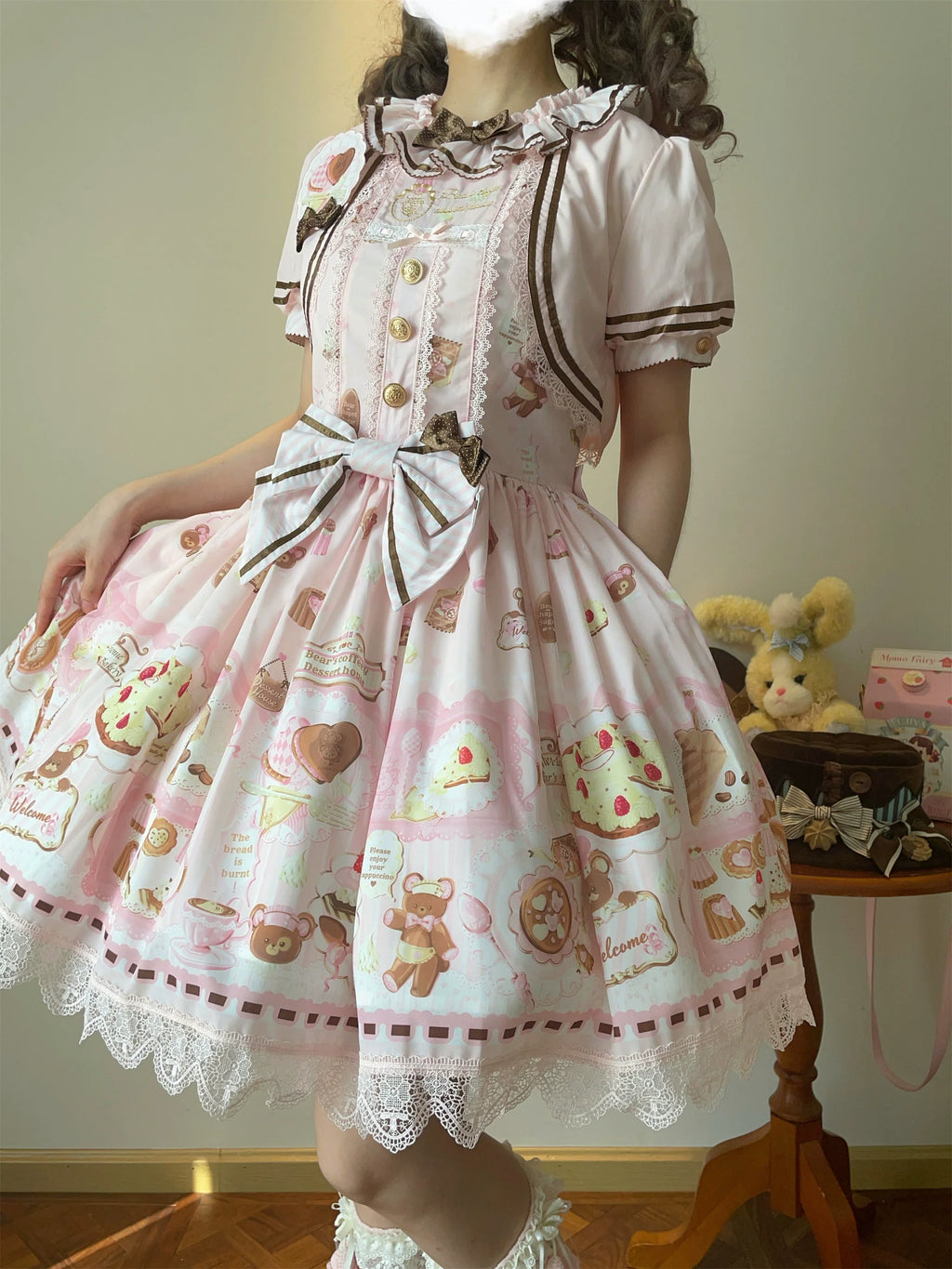 Dream Teahouse - Dessert Print Kawaii Lolita OP Dress Suit - image 9