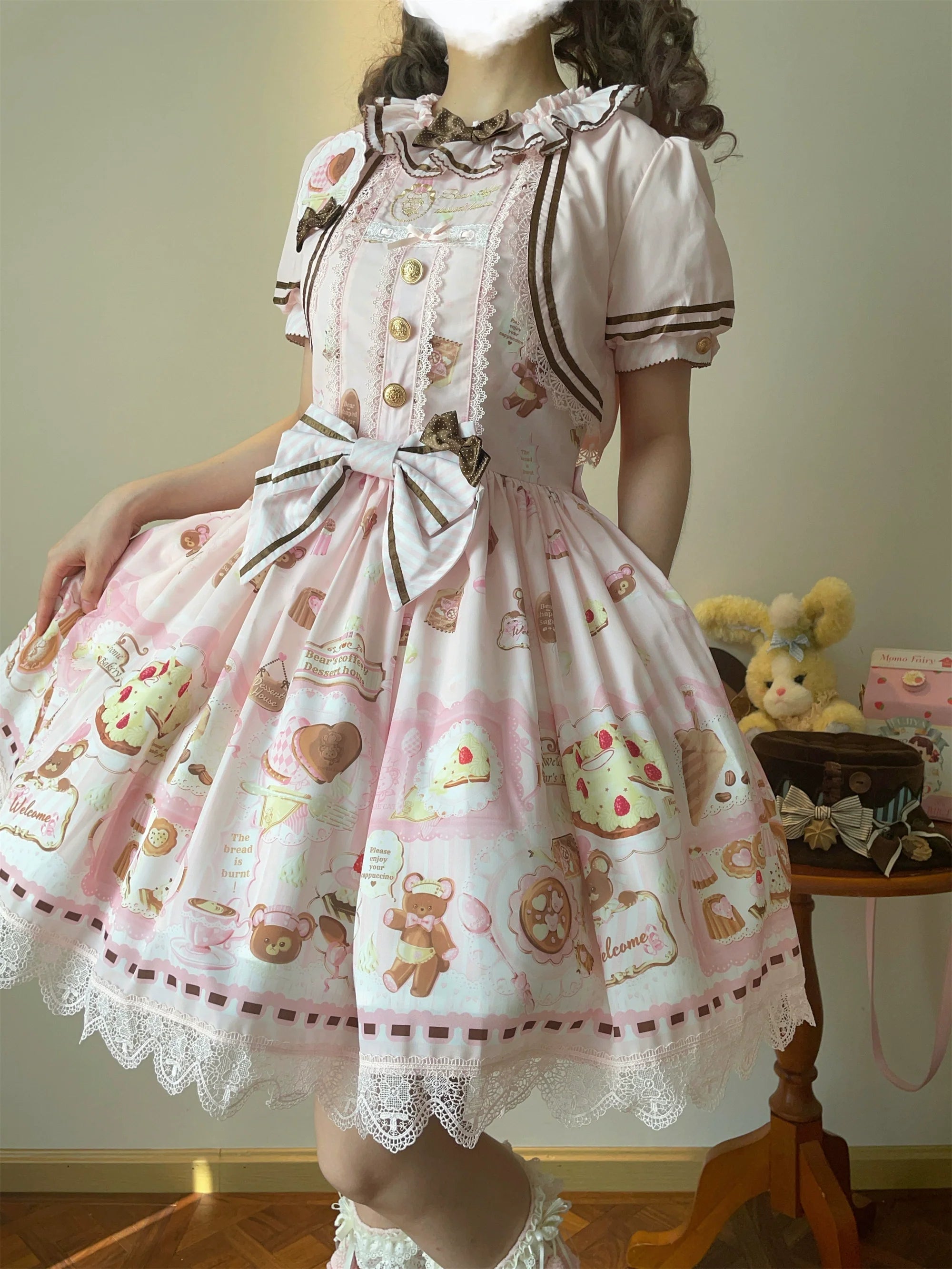 Dream Teahouse - Dessert Print Kawaii Lolita OP Dress Suit - image 9