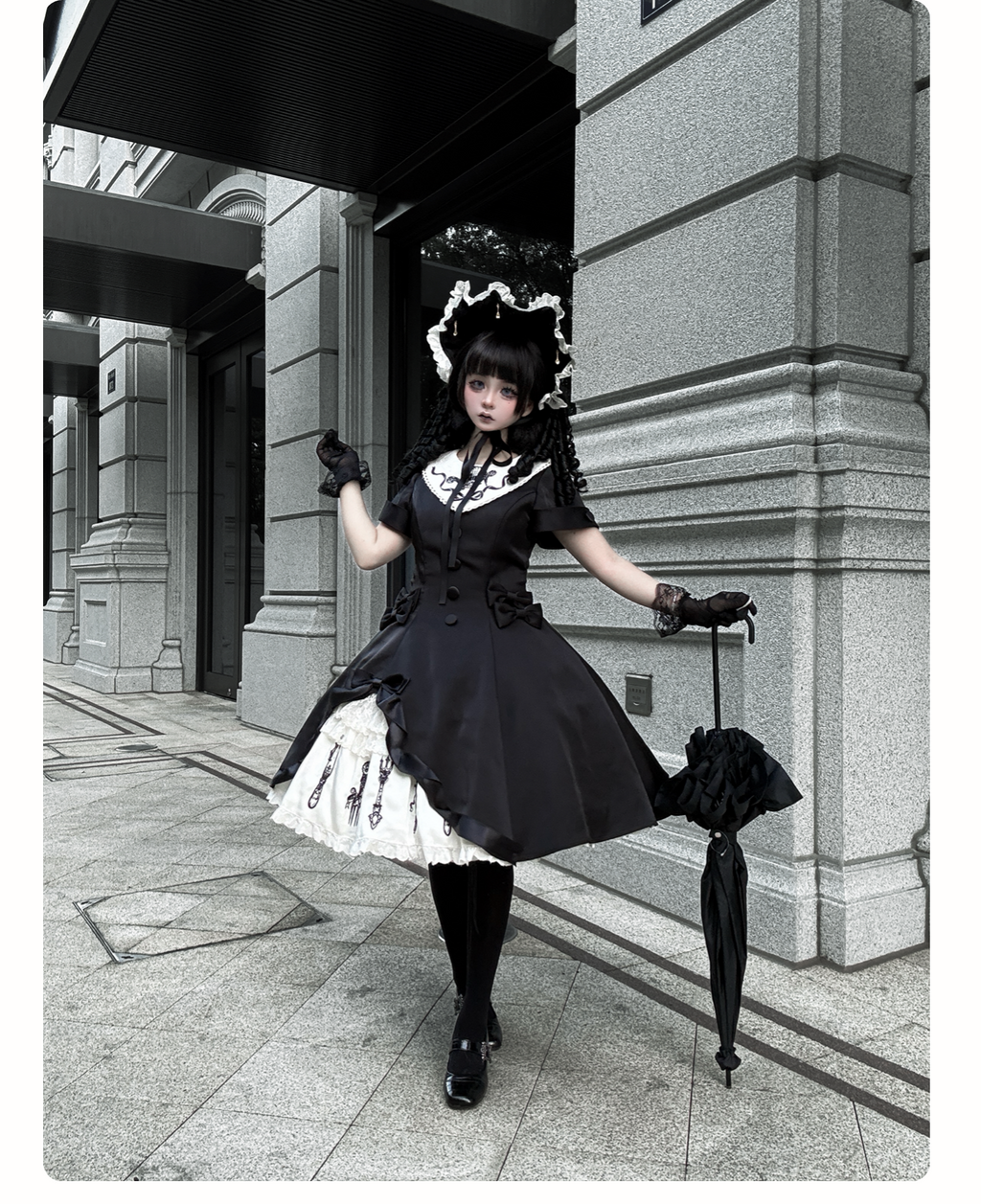 Silent Dinner - Gothic Cutlery Embroidery Lolita OP — source image 11