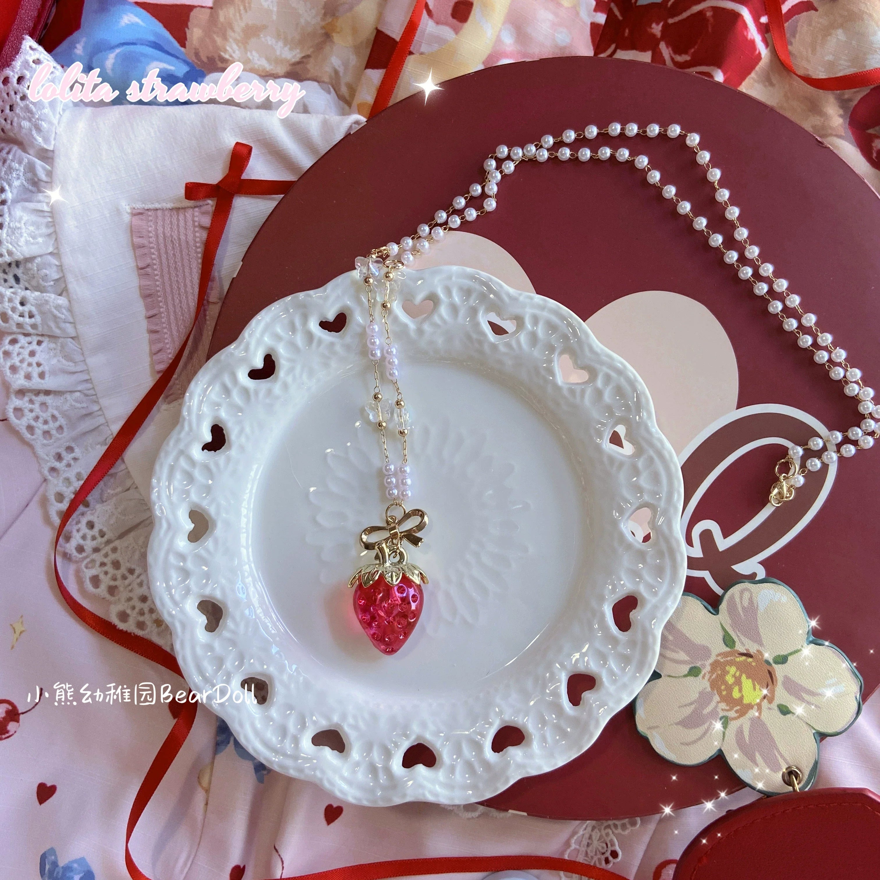 Sweet Lolita Strawberry Charlotte Necklace - image 11