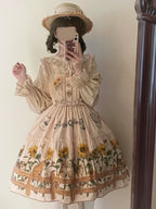 Cat and Sunflower - Sweet Lolita JSK, Cat and Sunflower Print - image 27