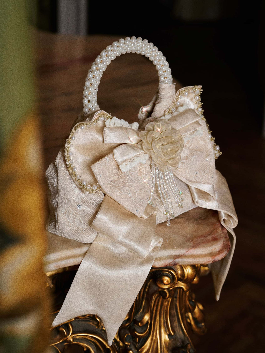 Slavic Heiress - Satin Gilded Bow Lolita Handbag - image 4