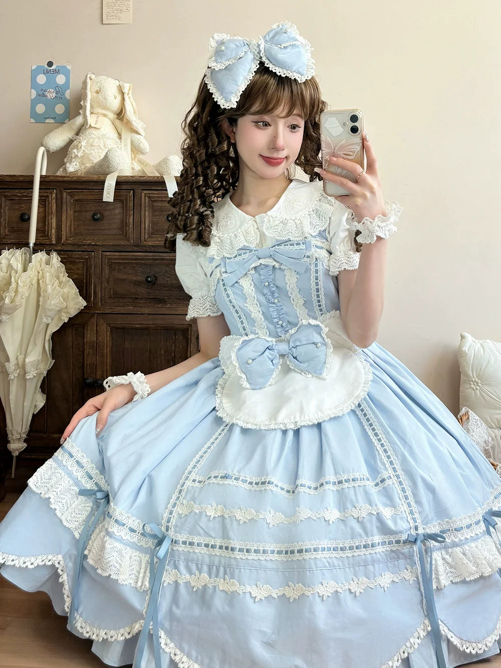 Vintage Petal Rabbit - Cotton Old School Lolita JSK Dress, Petal-Shaped Hem - image 15