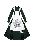 Abyss Clinic - Gothic Lolita Green Dress Set, Embroidery Accent - image 36